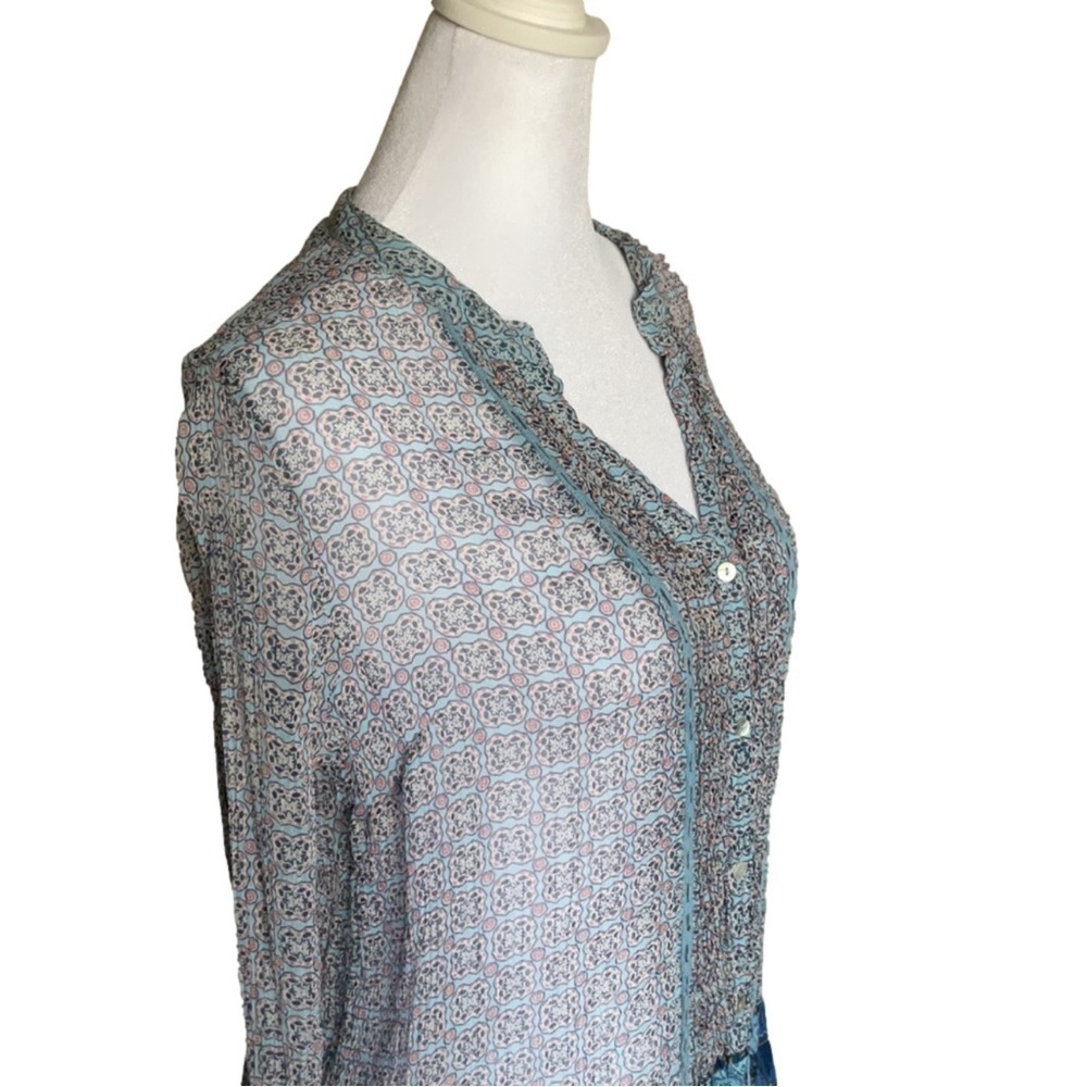 Lucky Brand Medallion Print Sheer Blouse - Picture 6 of 14